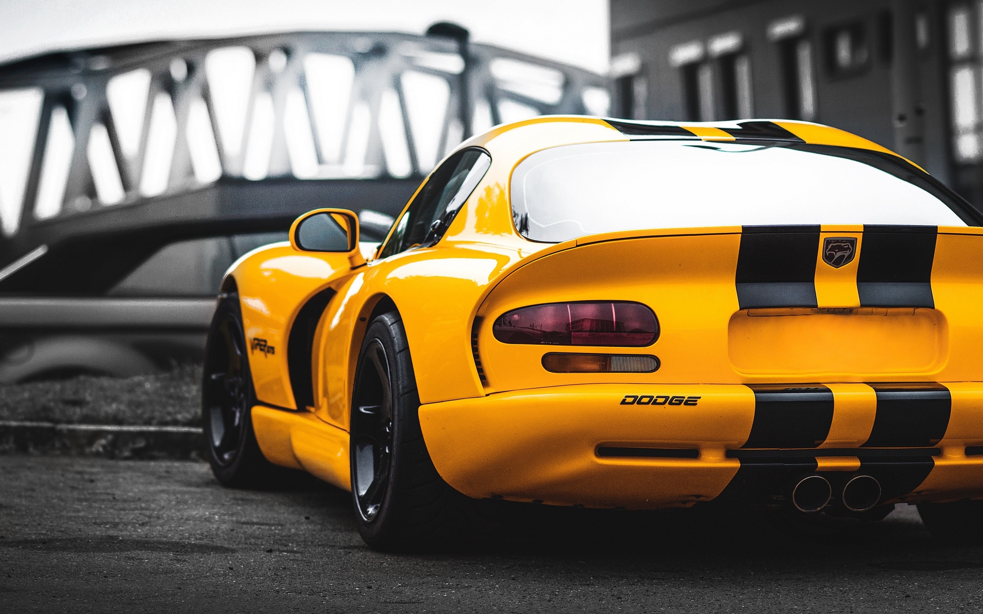 dodge, viper, rear, , dodge viper, yellow, back view, muscle cars