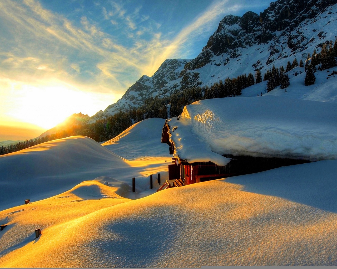 snow, winter, white, sunset, sky, scenery, cool, snow, nature