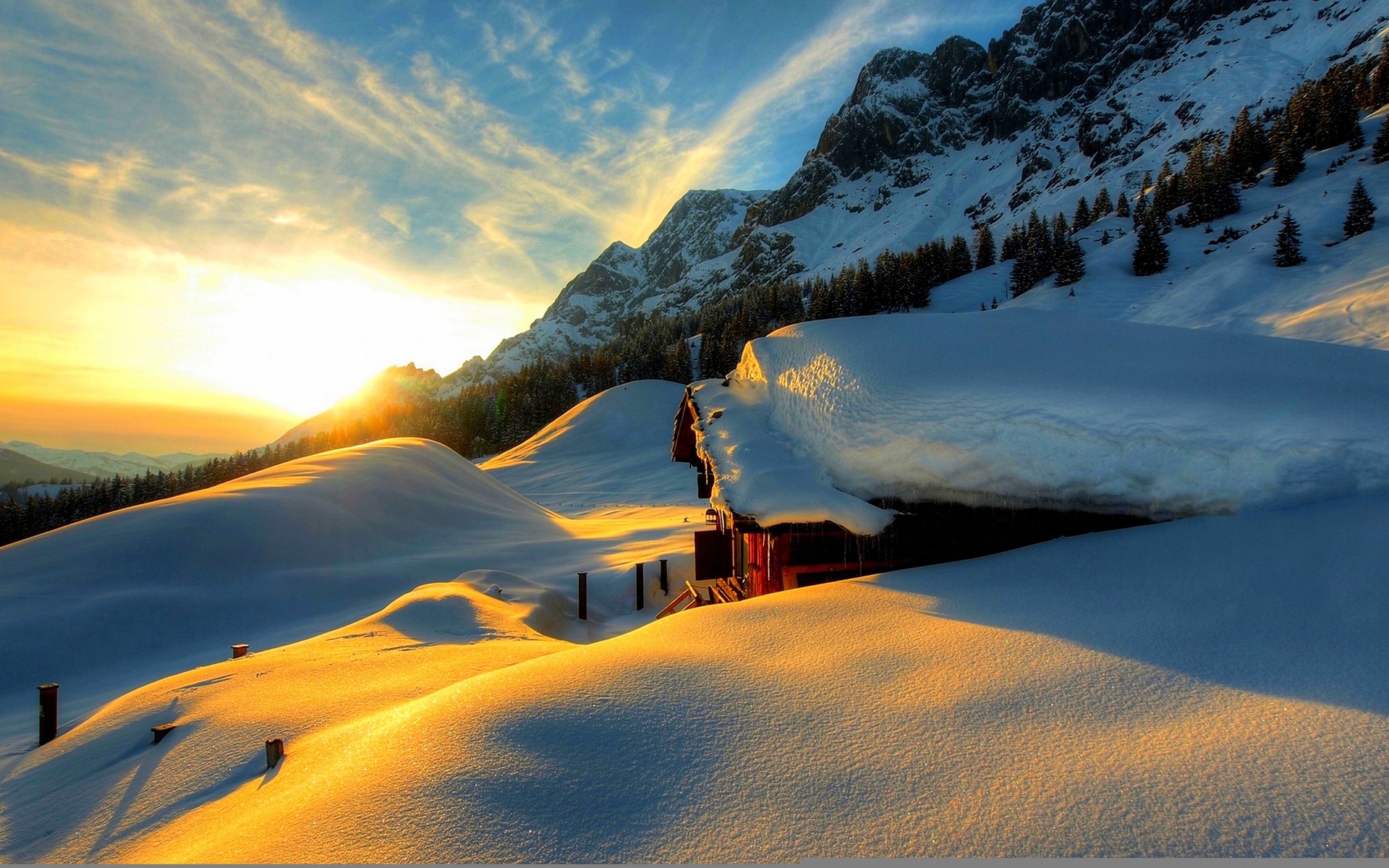 snow, winter, white, sunset, sky, scenery, cool, snow, nature