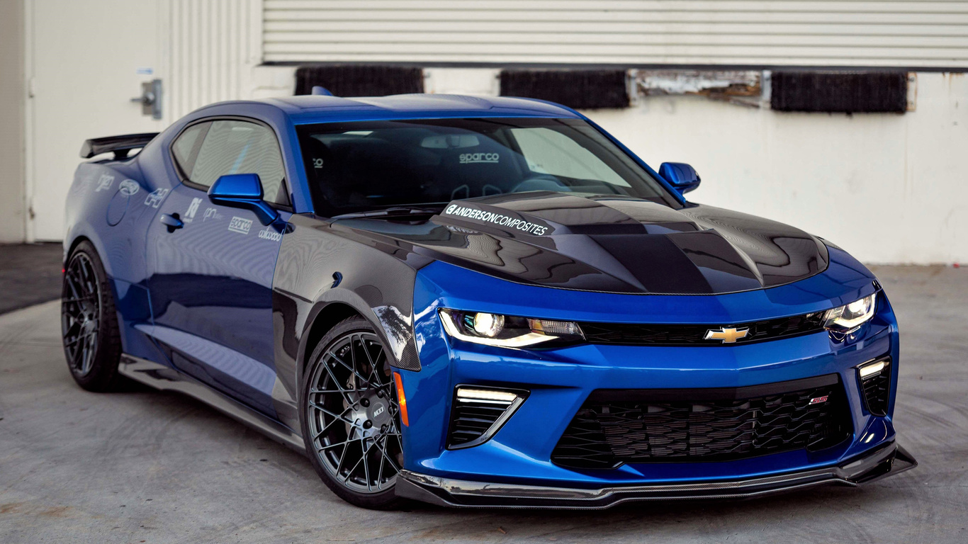 chevrolet, camaro, blue, sports coupe, tuning, anderson composites