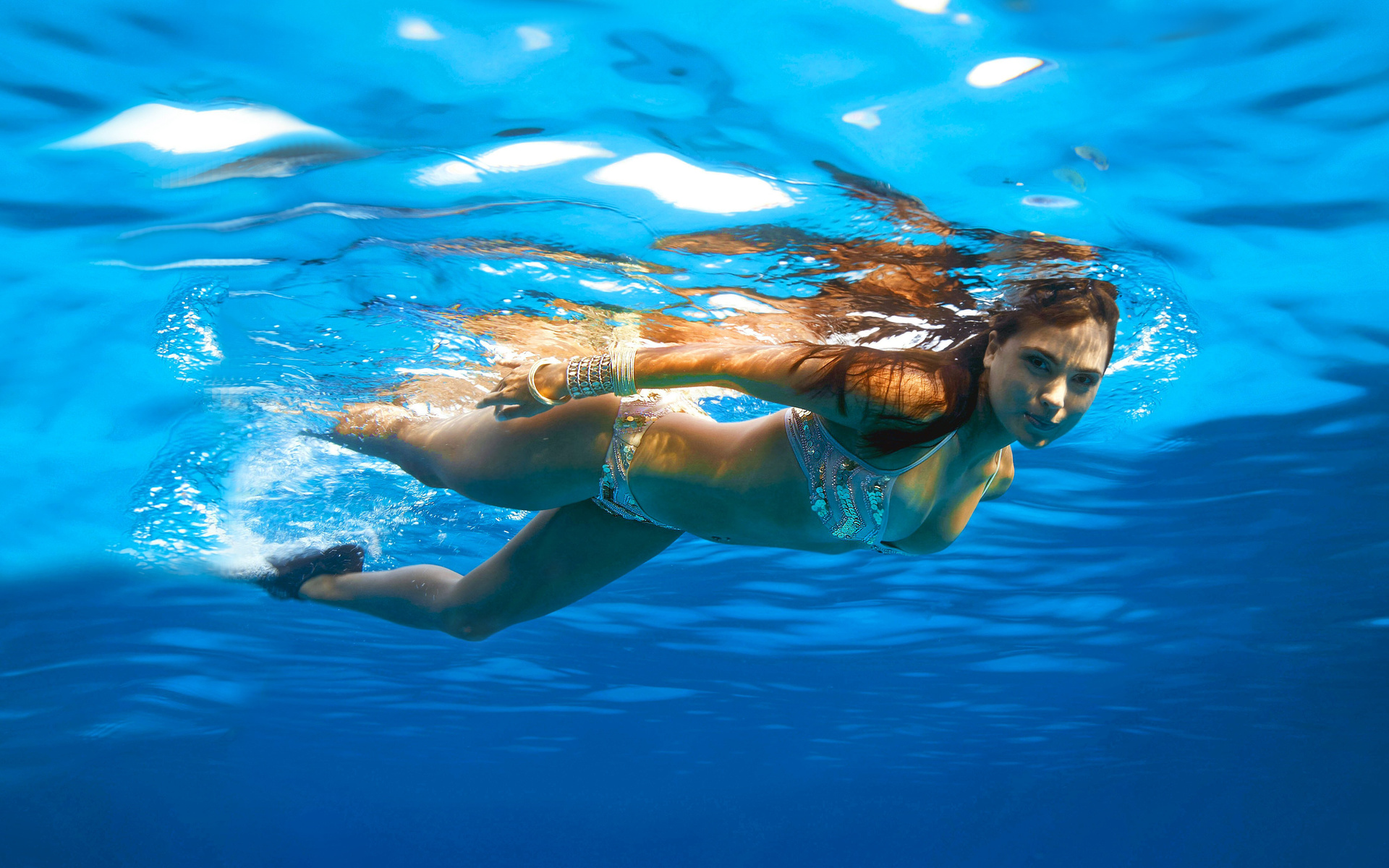 , , ,  , ,   , , women, swim, water, under water, look, looking at viewer, bikini