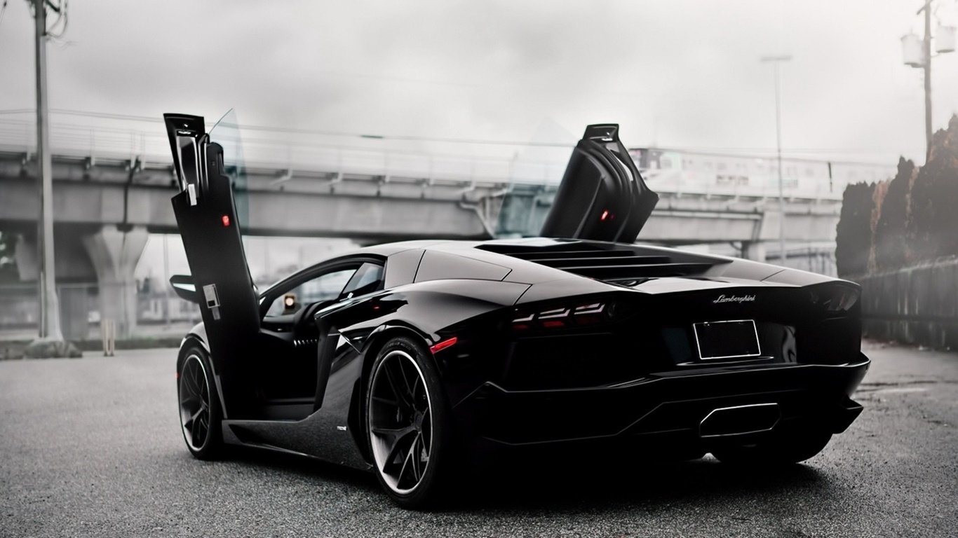 black, lamborghini, aventador