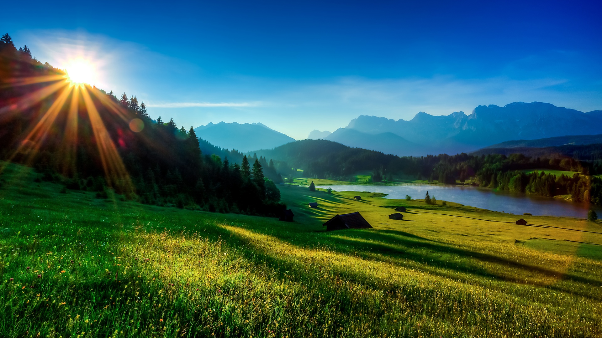 , sunrise, germany, alpen, garmisch-partenkirchen, bavaria, geroldsee, , 