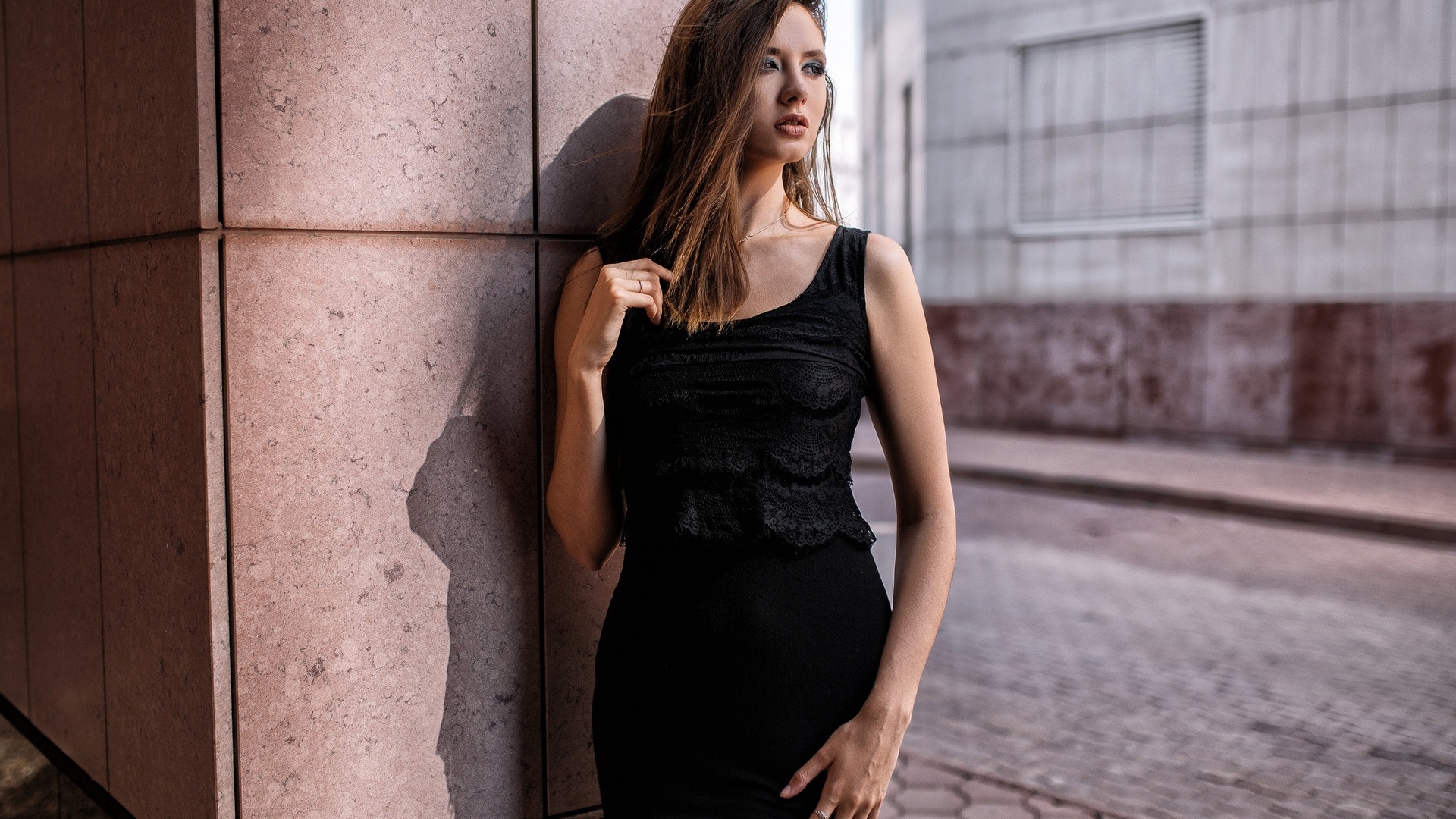 disha shemetova, black clothing, black dress, portrait, women
