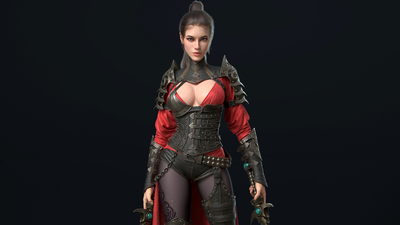 warrior, girl, artwork, black desert online, black desert