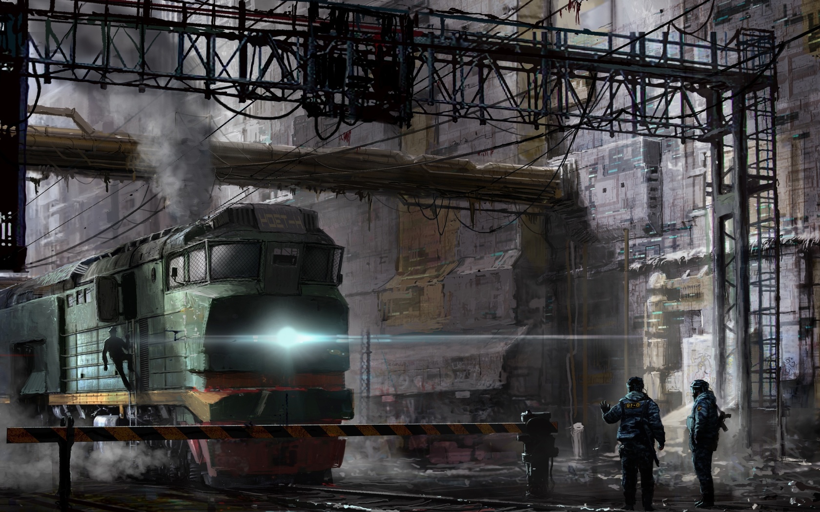 train, people, post-apocalyptic, sci-fi, 