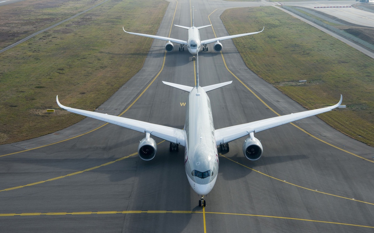 airplanes, airport, airbus a350