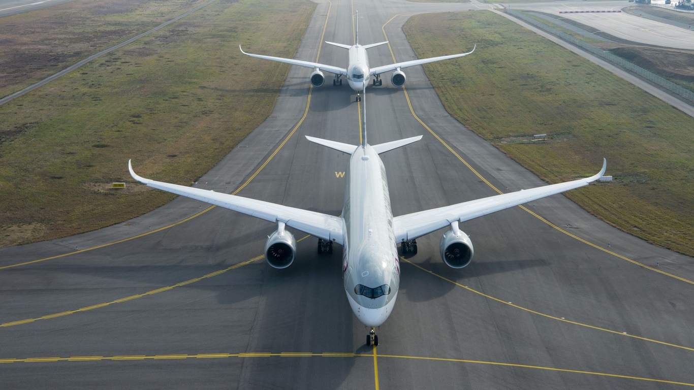 airplanes, airport, airbus a350