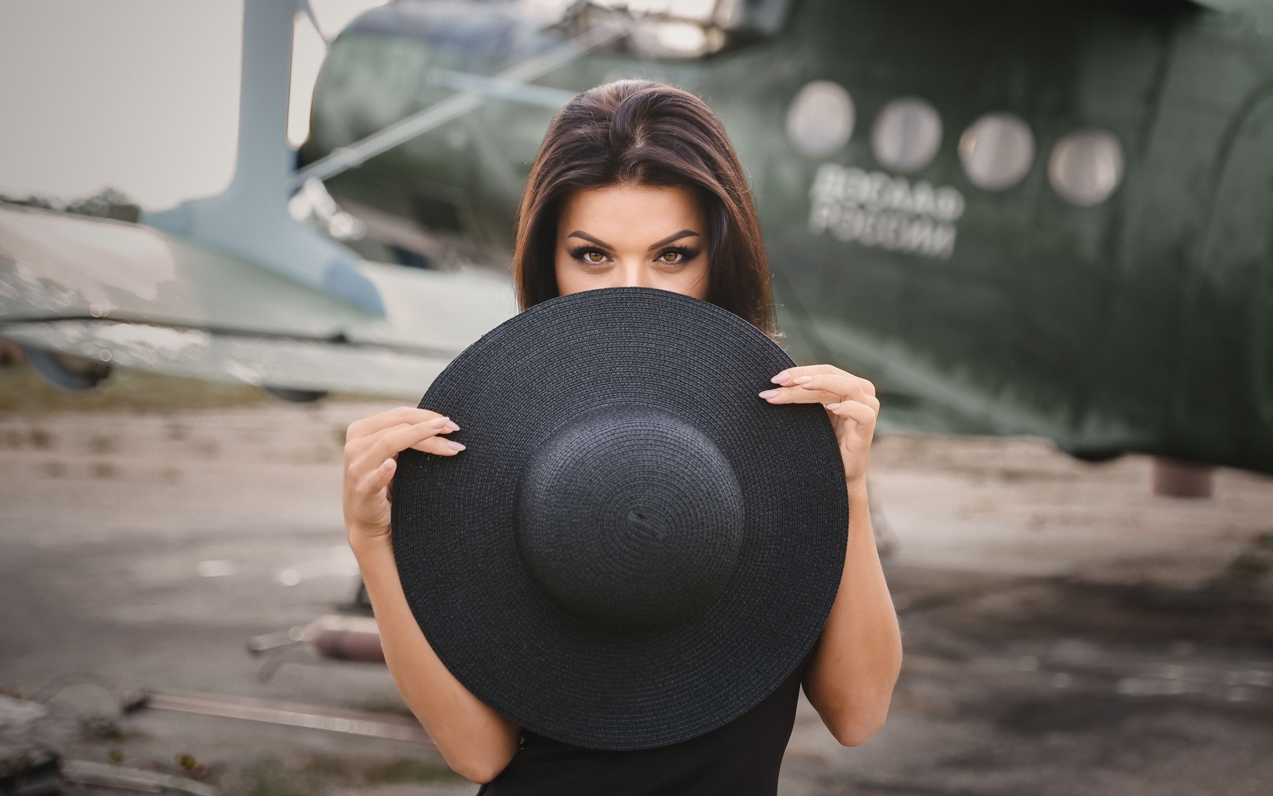 women, portrait, hat, face, women outdoors, airplane