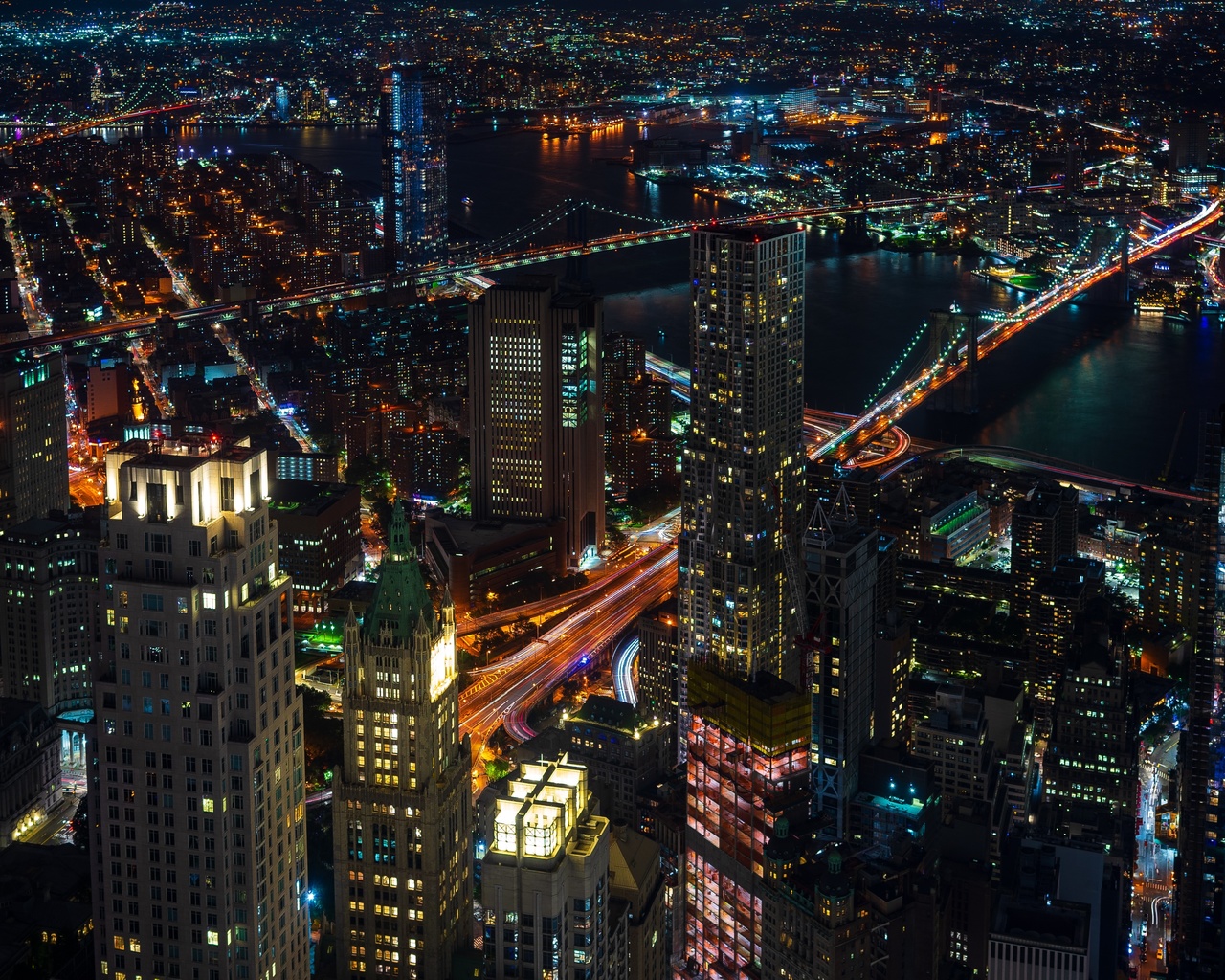 united states, new york, cityscape, skyscrapers, night, lights