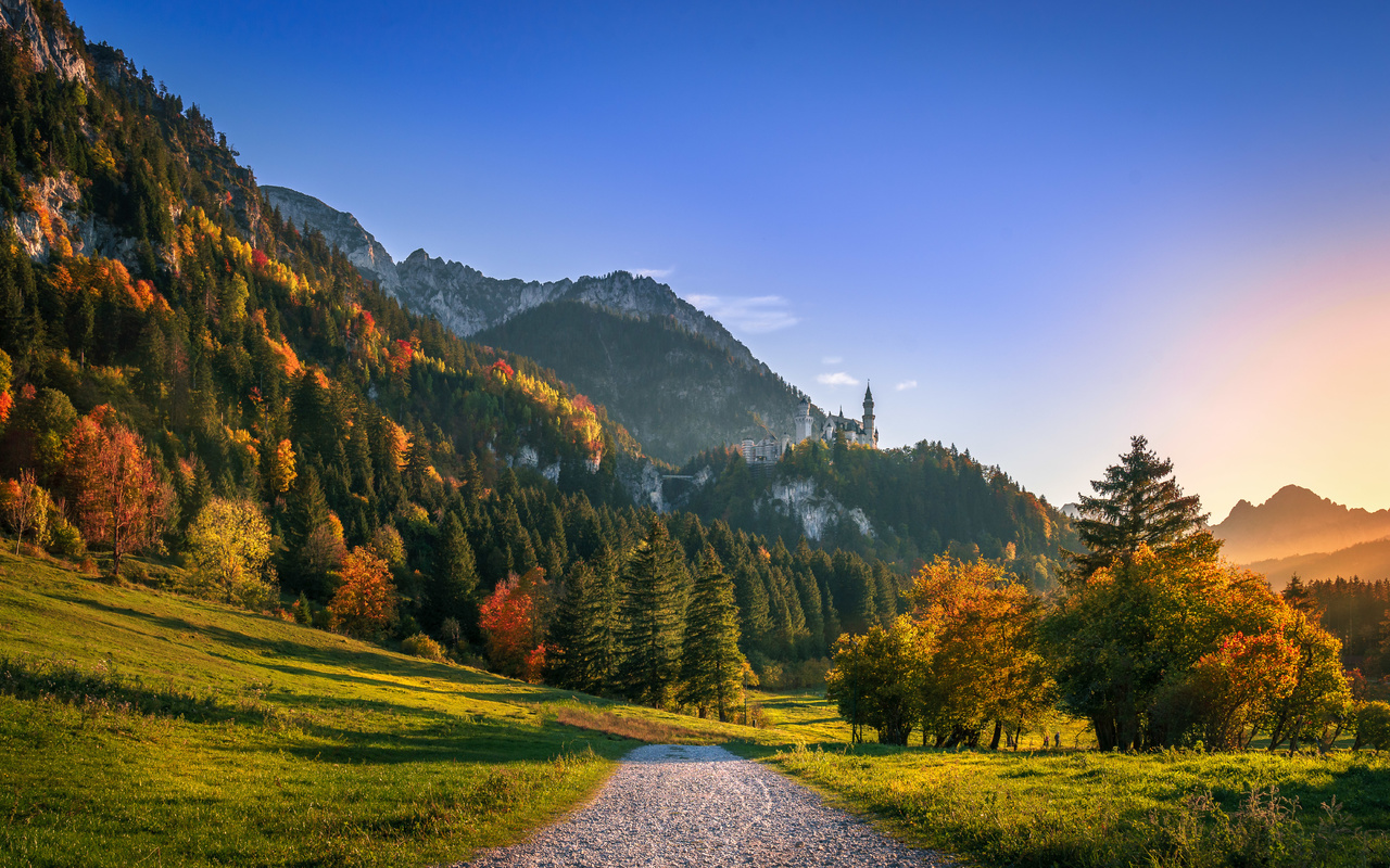 the fairytale, neuschwanstein, castle, hohenschwangau, schwangau, neuschwanstein, castle, germany, bavaria, alps