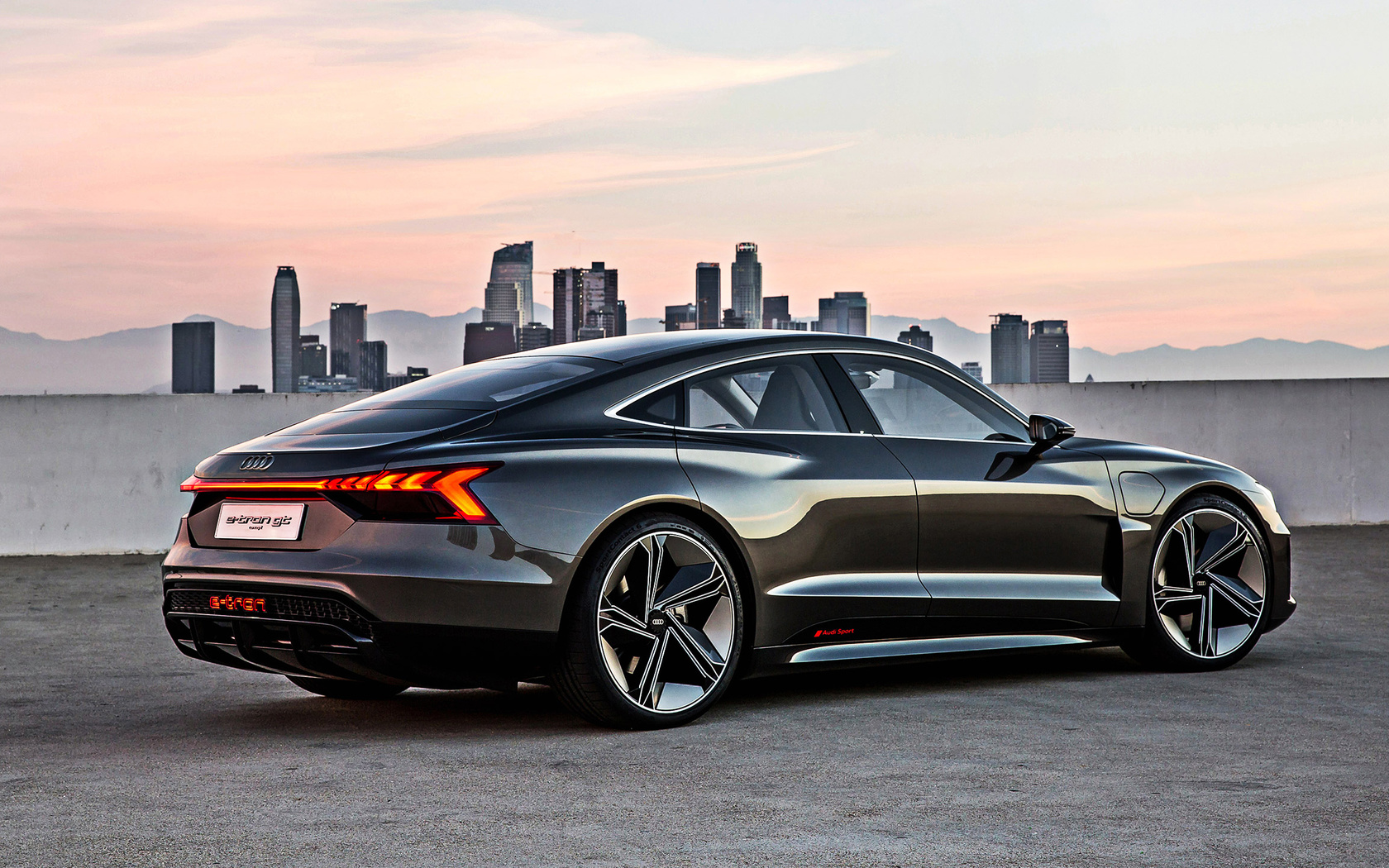 audi, e-tron, gt, concept, 2019, rear view, exterior, black sports coupe