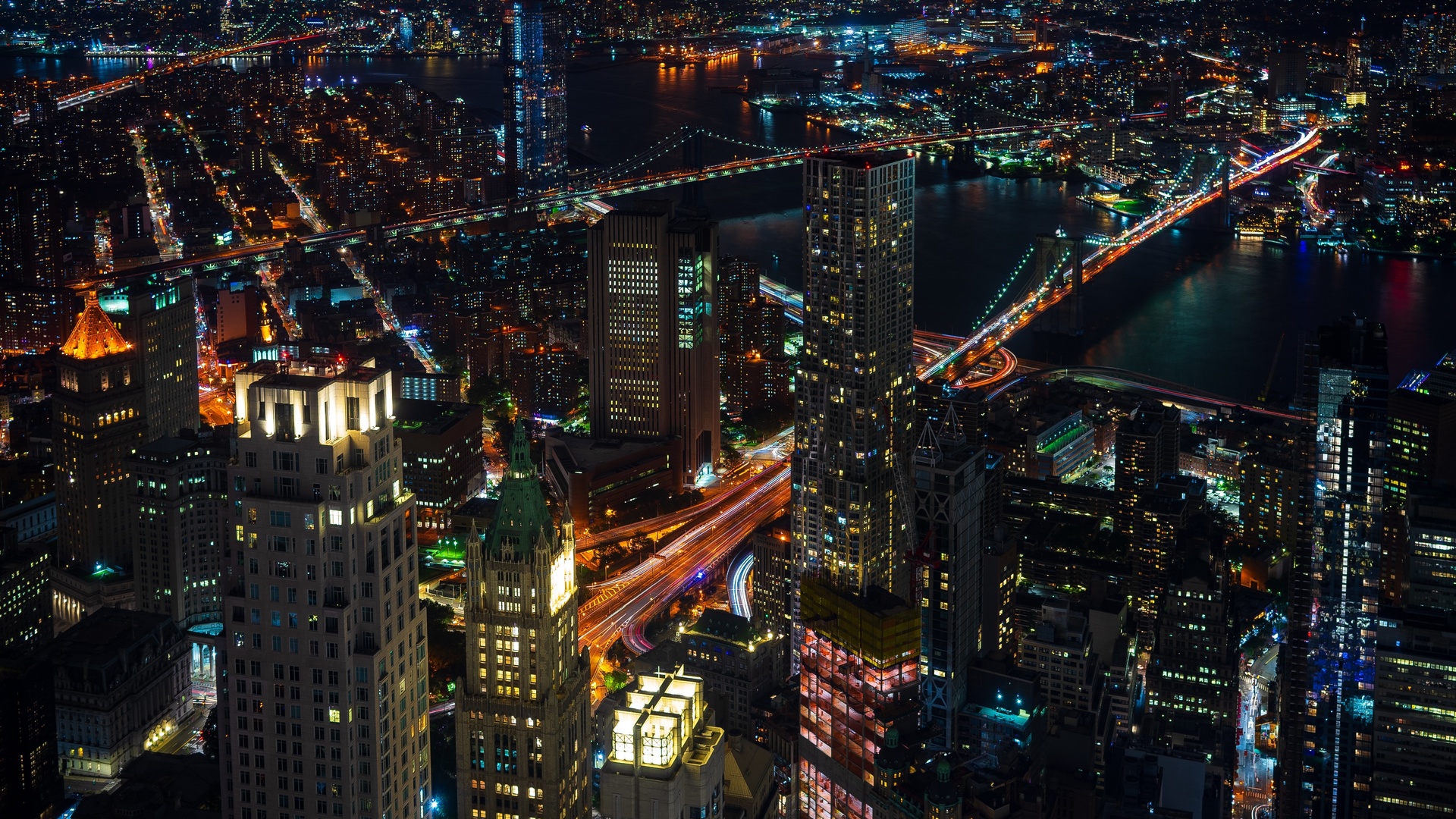 united states, new york, cityscape, skyscrapers, night, lights