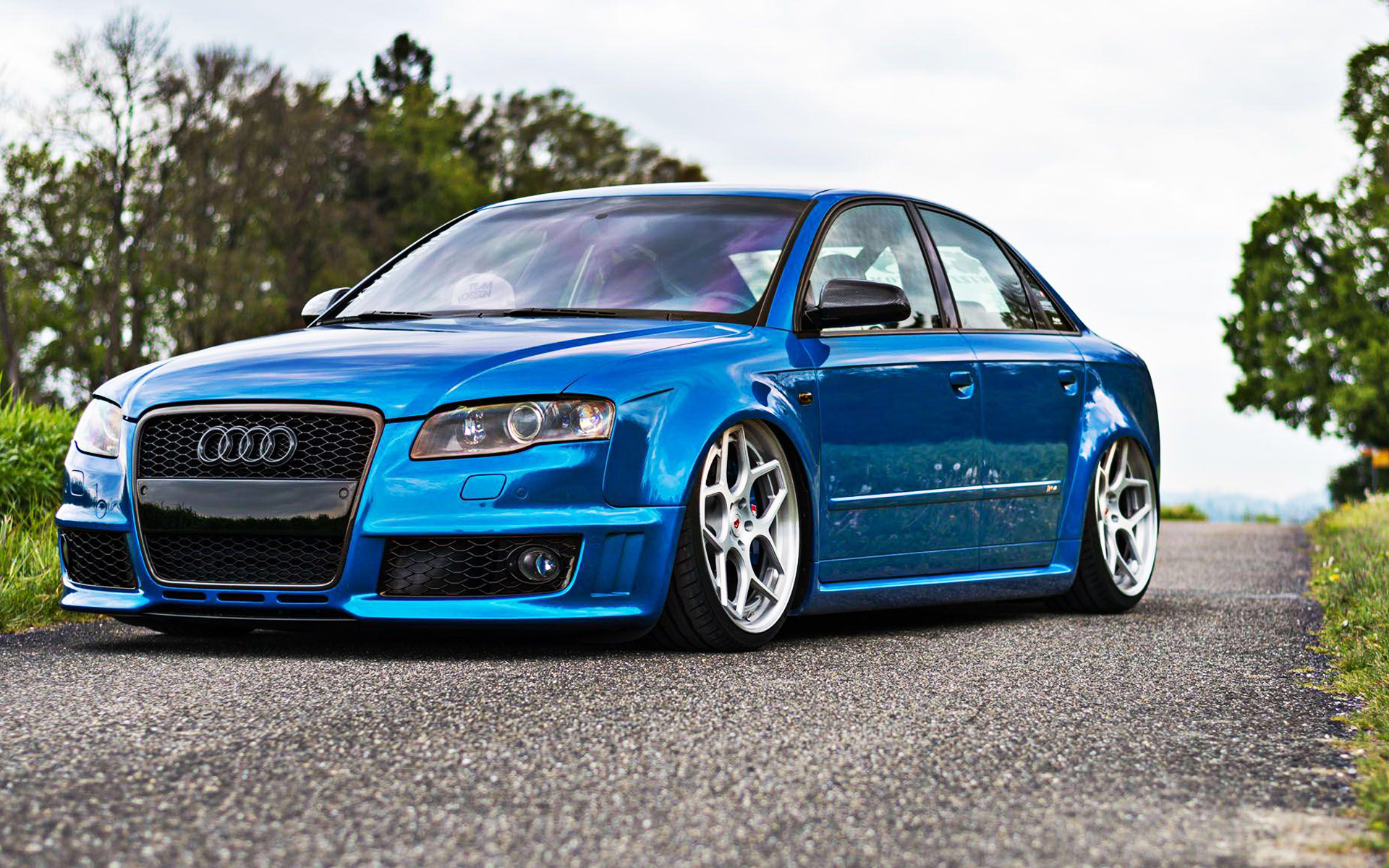 audi, rs4, stance, cool cars, tunned, vossen, wheels cg-205, blue