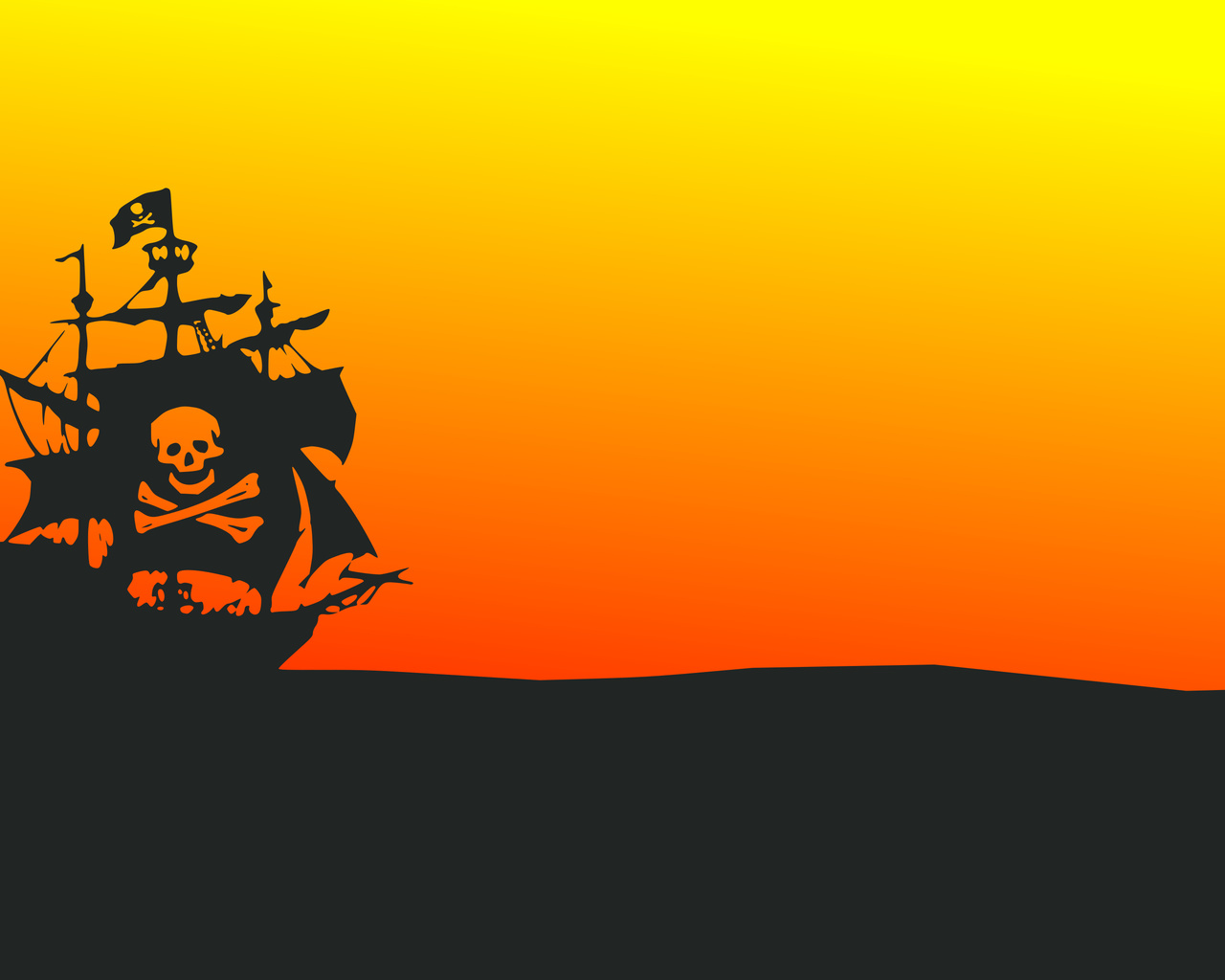 pirate ship, minimal design, orange