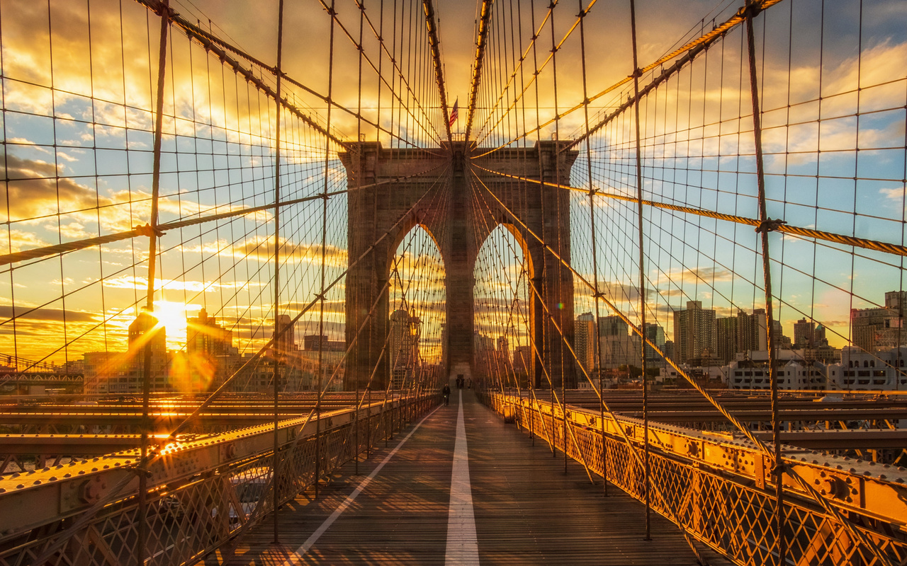 new york, brooklyn bridge, manhattan, sunrise, morning