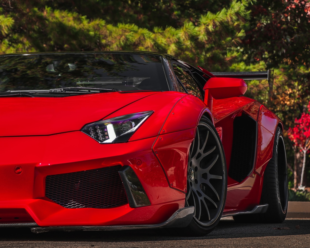 red, lamborghini, aventador