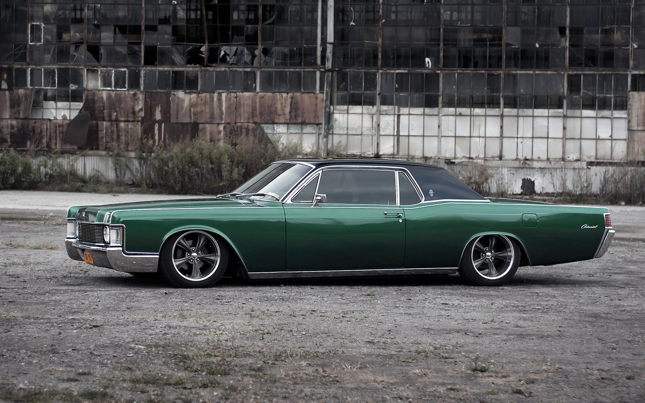 lincoln continental, tuning, stance, american cars, retro cars, green