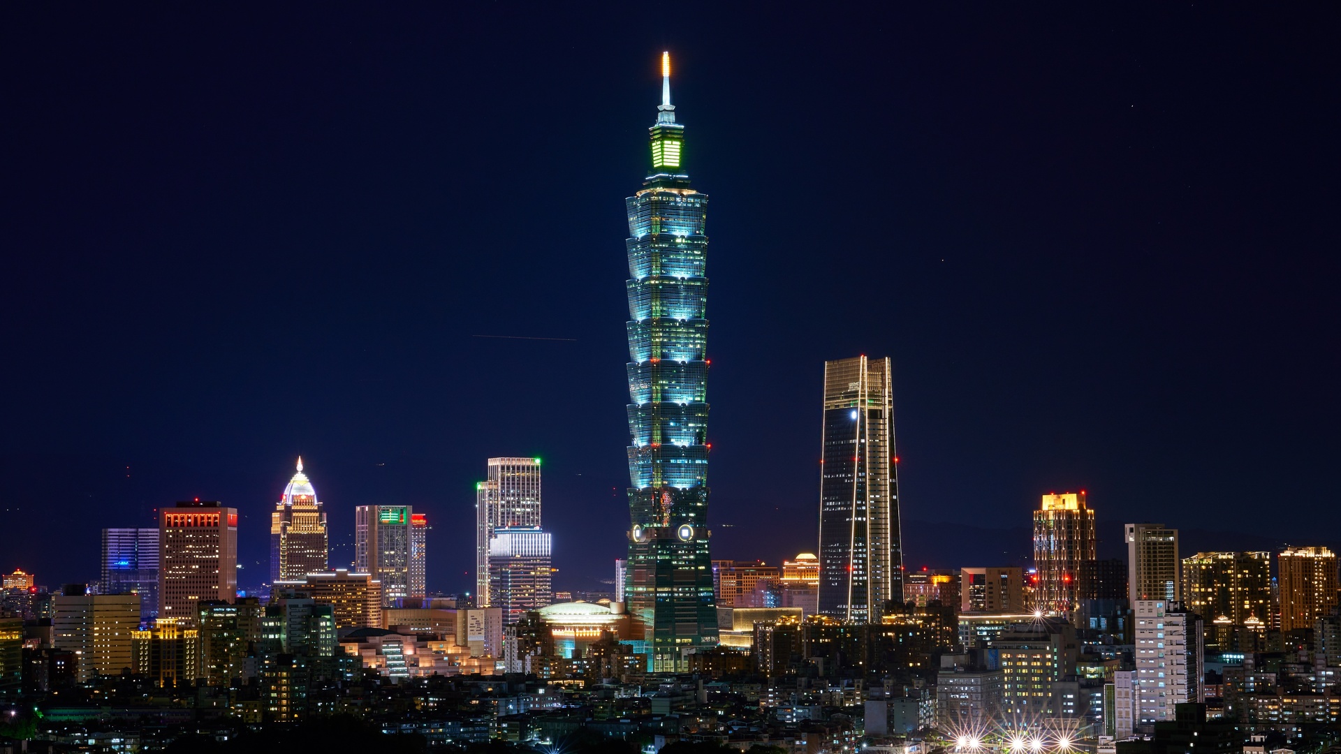 taiwan, taipei, cityscape, skyscraper, night, modern architecture