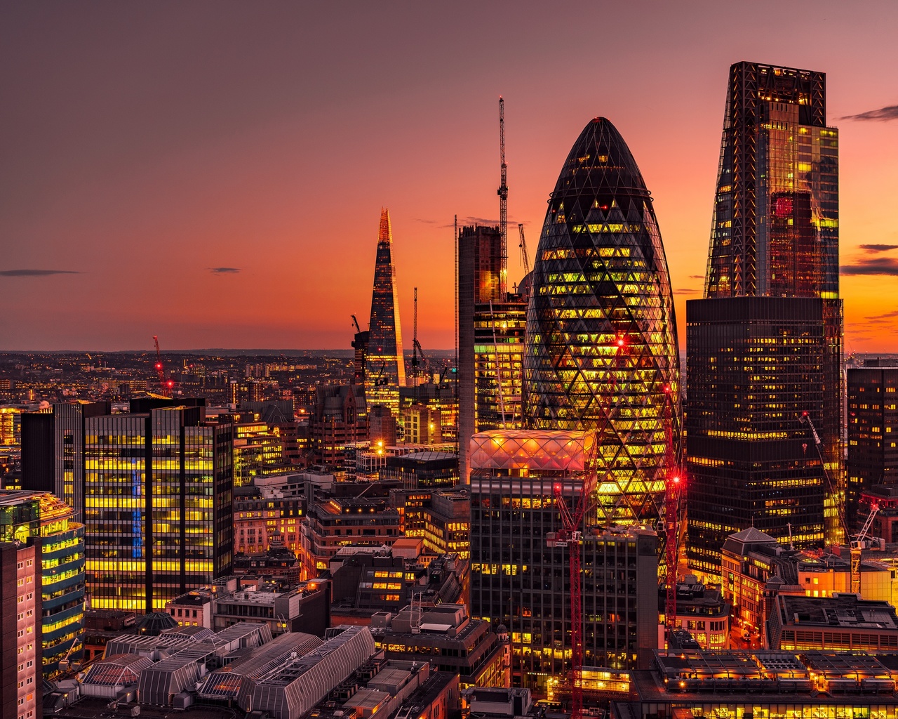 london, sunset, skyline, scenic, modern architecture