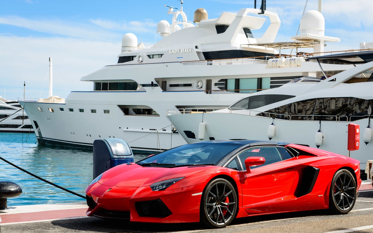 red, lamborghini, aventador