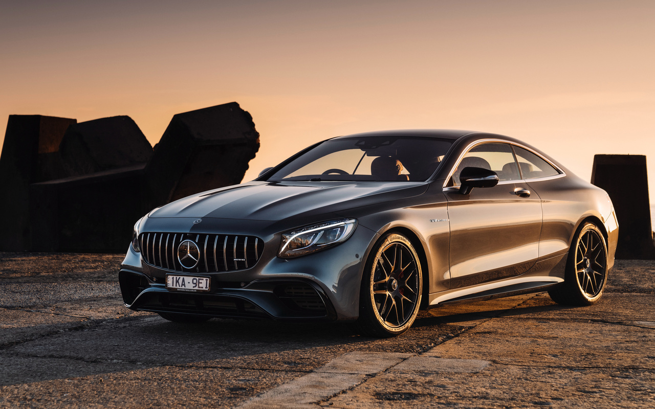 mercedes-benz, s63, coupe, amg, supercar, gray coupe, tuning, luxury car, new gray s63, german cars, 4matic, mercedes