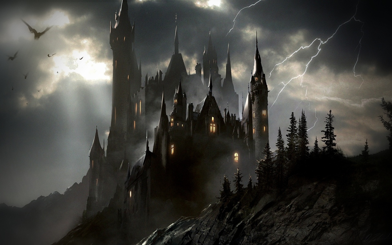  , dark sky castle, fantasy art