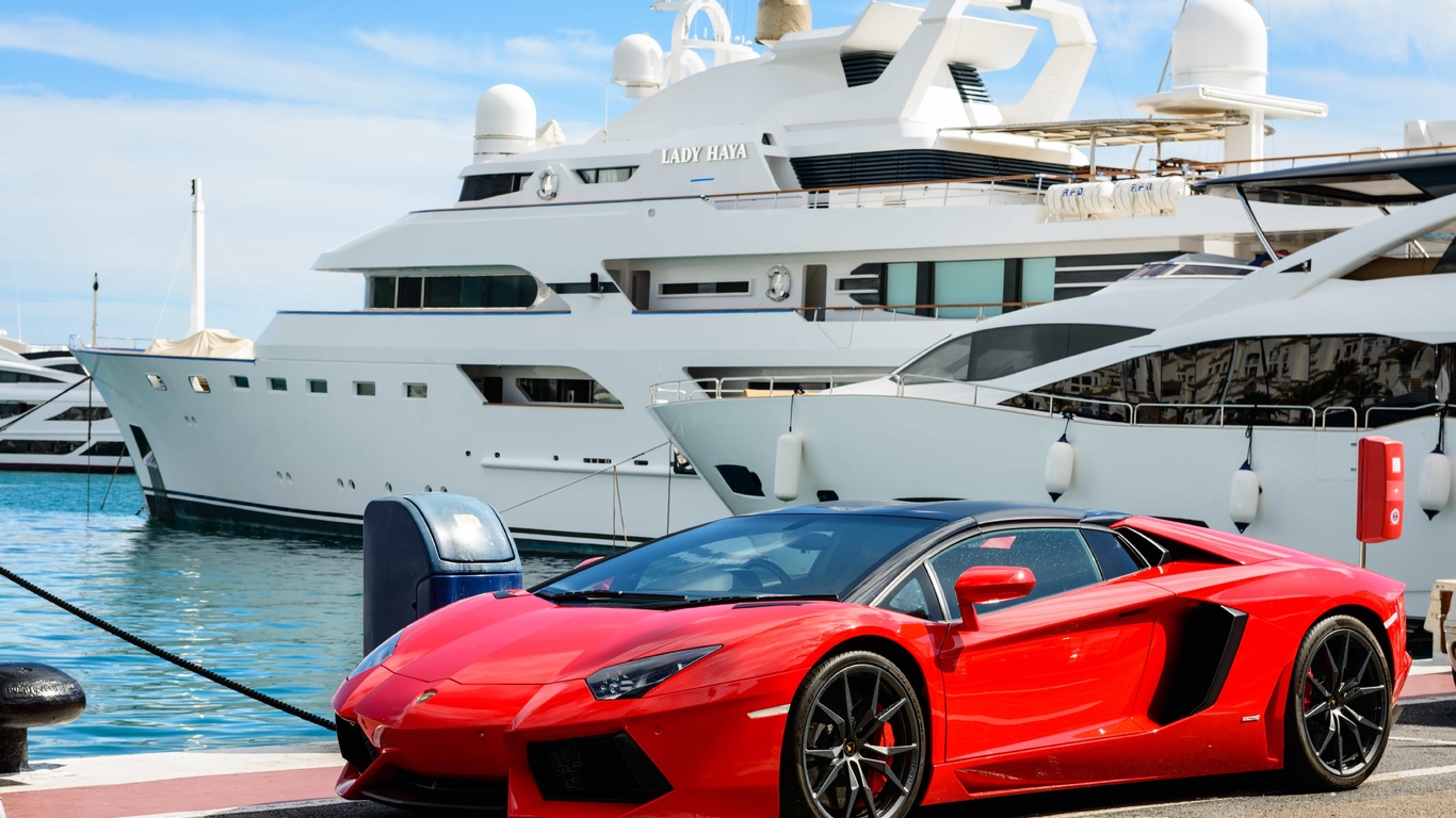 red, lamborghini, aventador