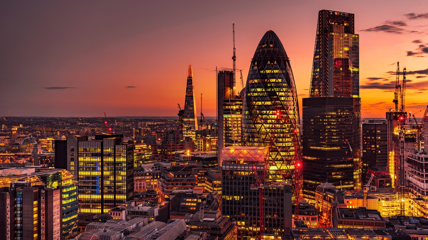 london, sunset, skyline, scenic, modern architecture