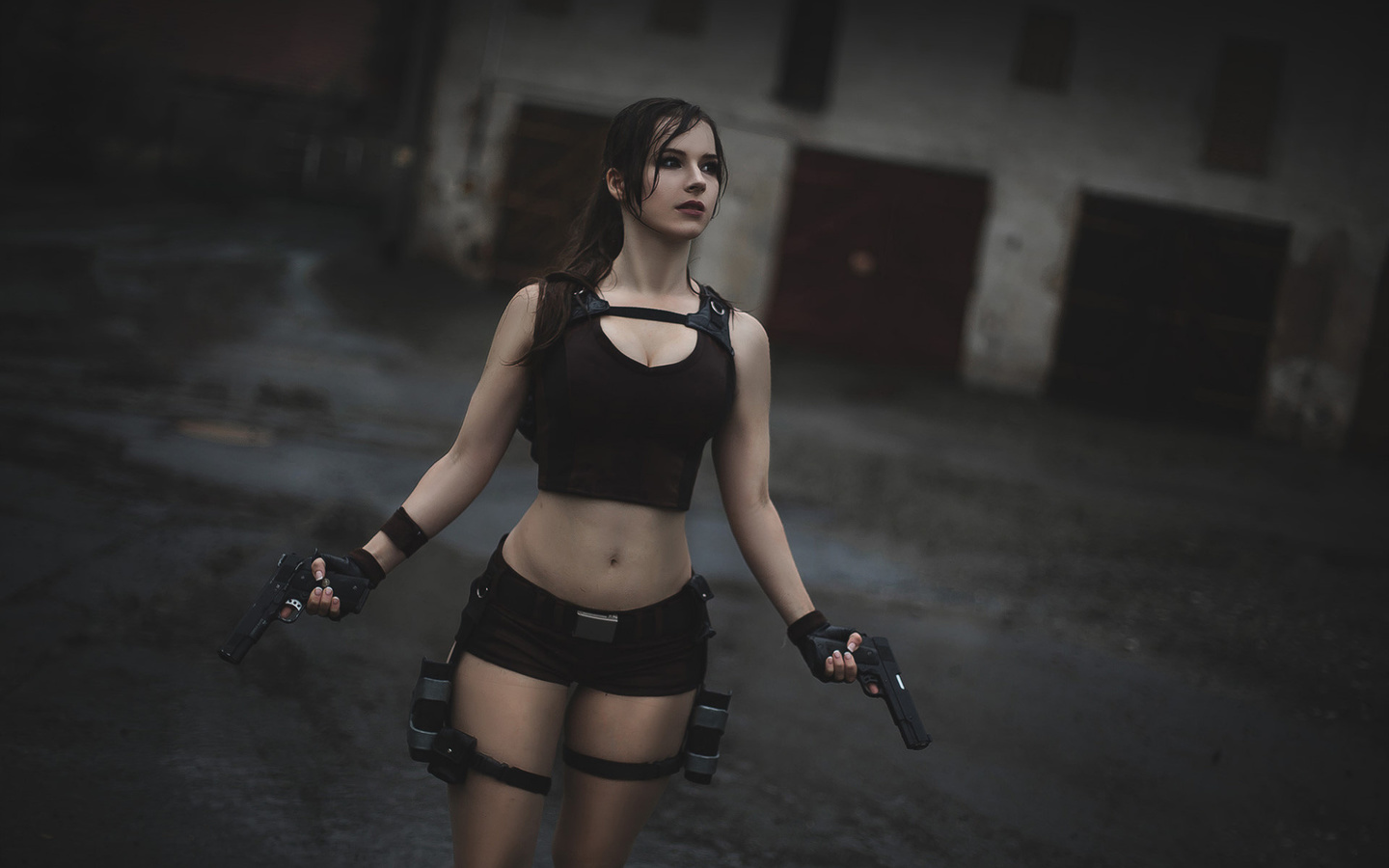 model, cosplay, gun, lara croft, ,