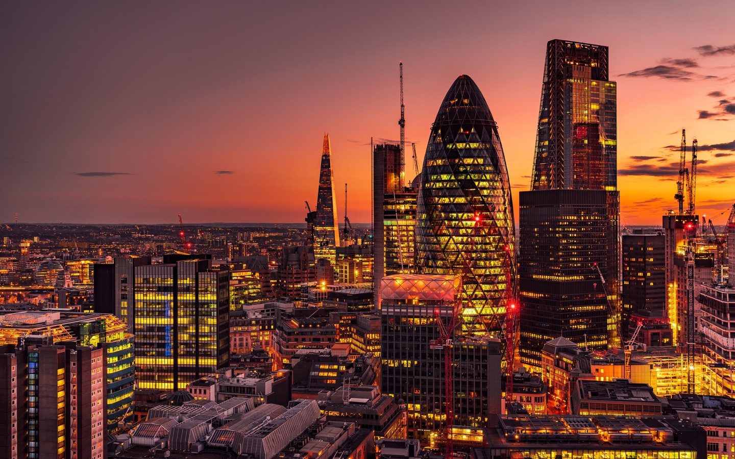 london, sunset, skyline, scenic, modern architecture