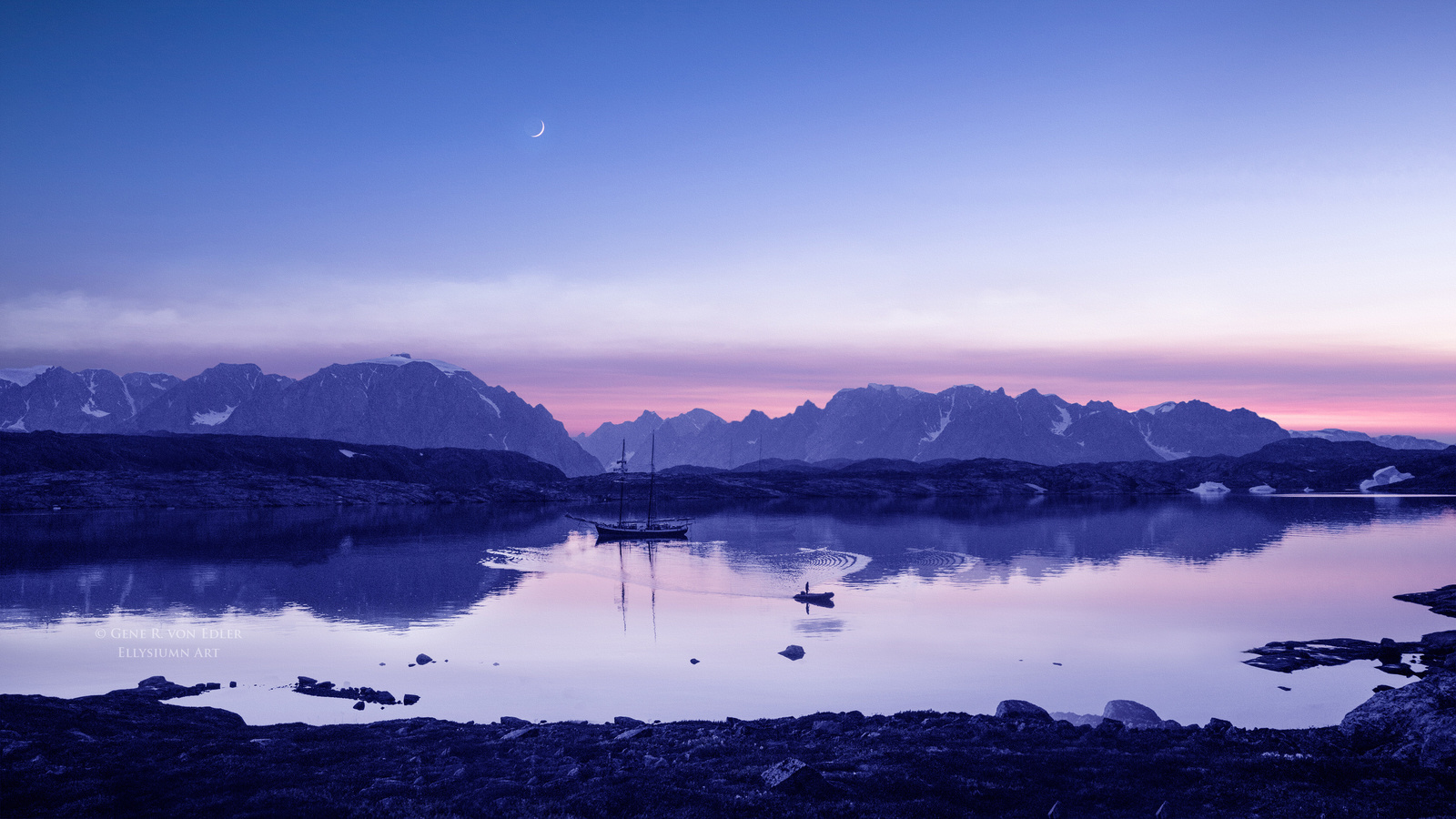 blue, evening, at lake