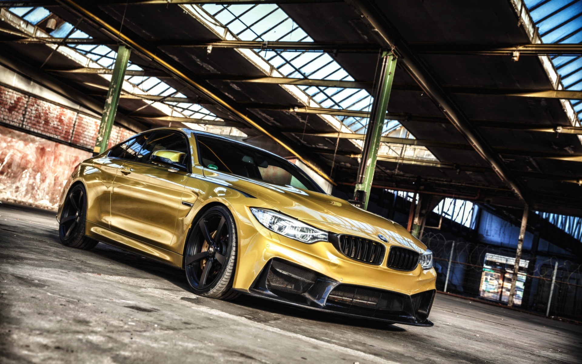 bmw, m4, yellow, reflection, luxury, cars