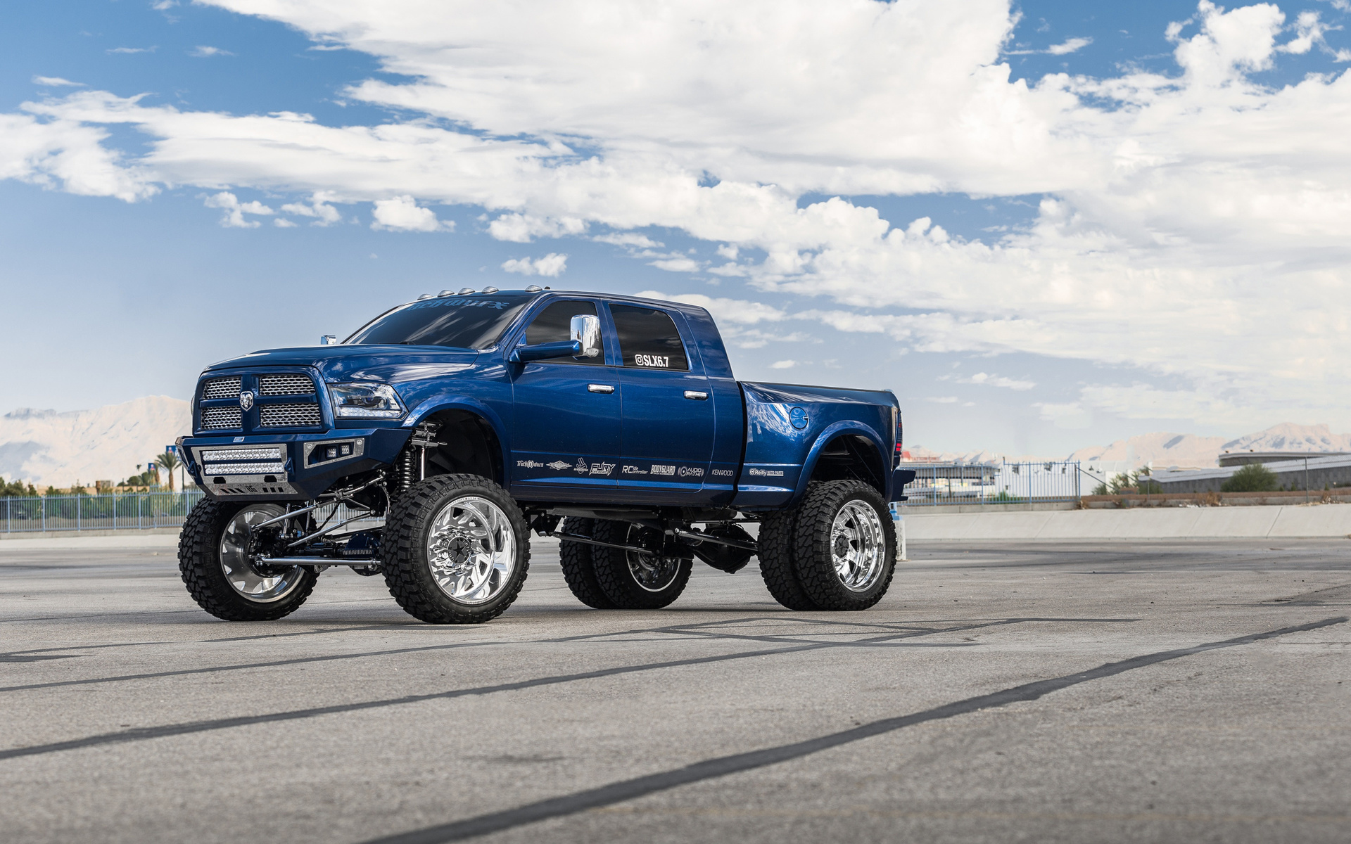 dodge ram 3500, monster, truck, tuning, ram, 3500, blue, pickup