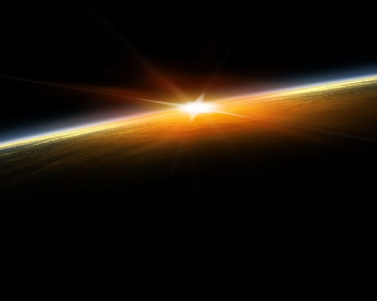 earth, triple monitor, sunlight, atmosphere