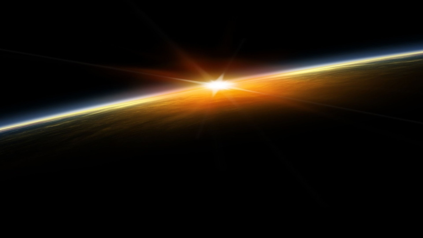 earth, triple monitor, sunlight, atmosphere