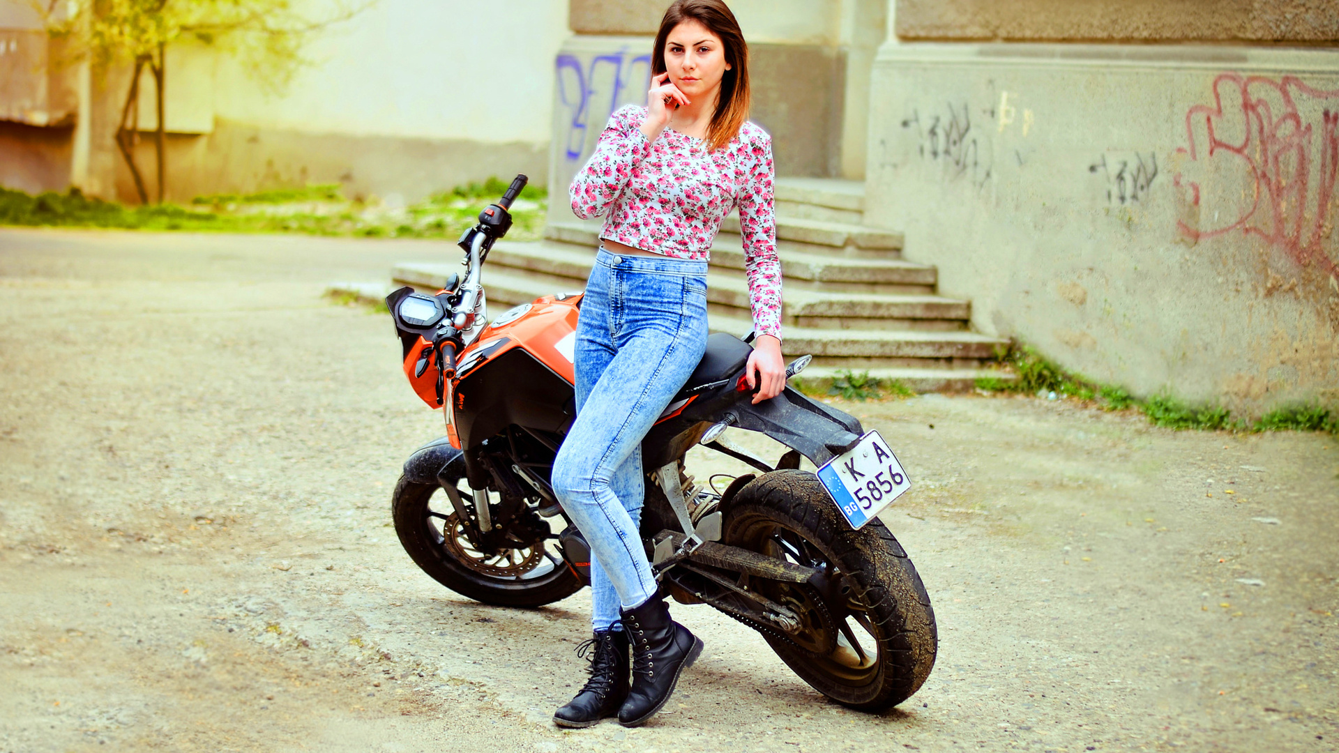 girl, model, ktm, bike, fashion, portrait, motorbike, bulgaria, ikoseomer, cekim