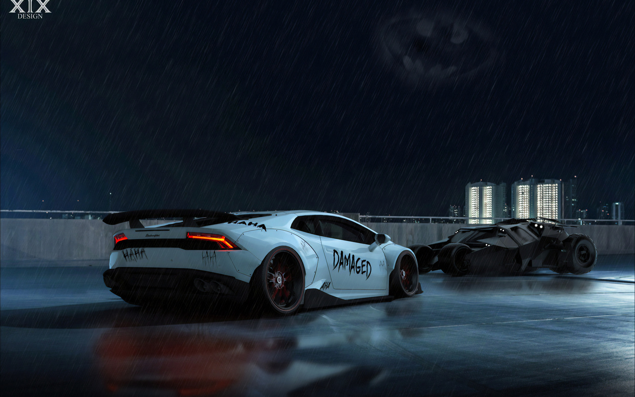 joker, lamborghini, batmobile