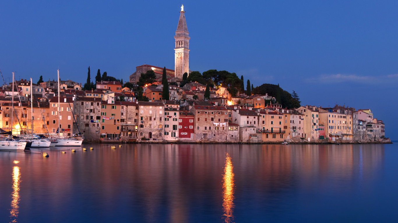 rovinj, evening, cityscape, coast, sea, adriatic sea, istria, croatia