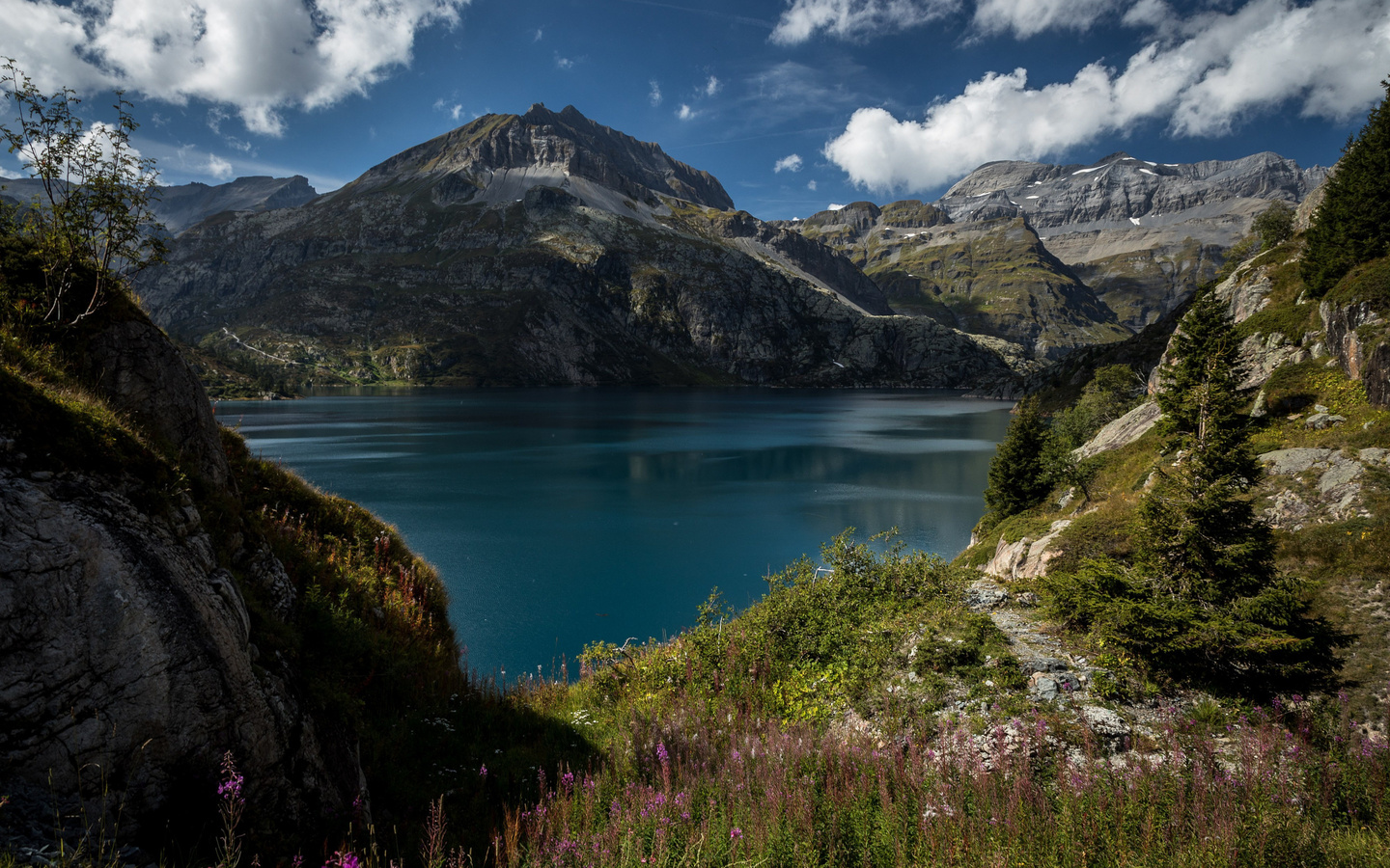 lake, alps, mountain landscape, glacier lake, switzerland