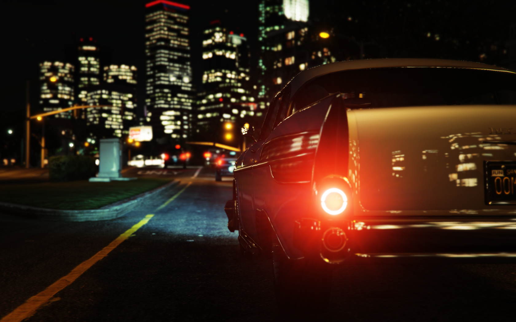 f street, night, car, vehicle, evening, traffic, dusk, light, lighting, darkness