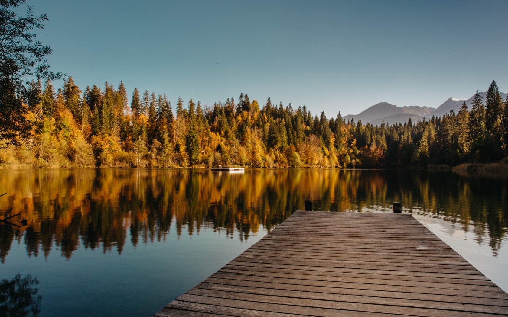 pier, forest, water, mountains, nature, , , , , , , 