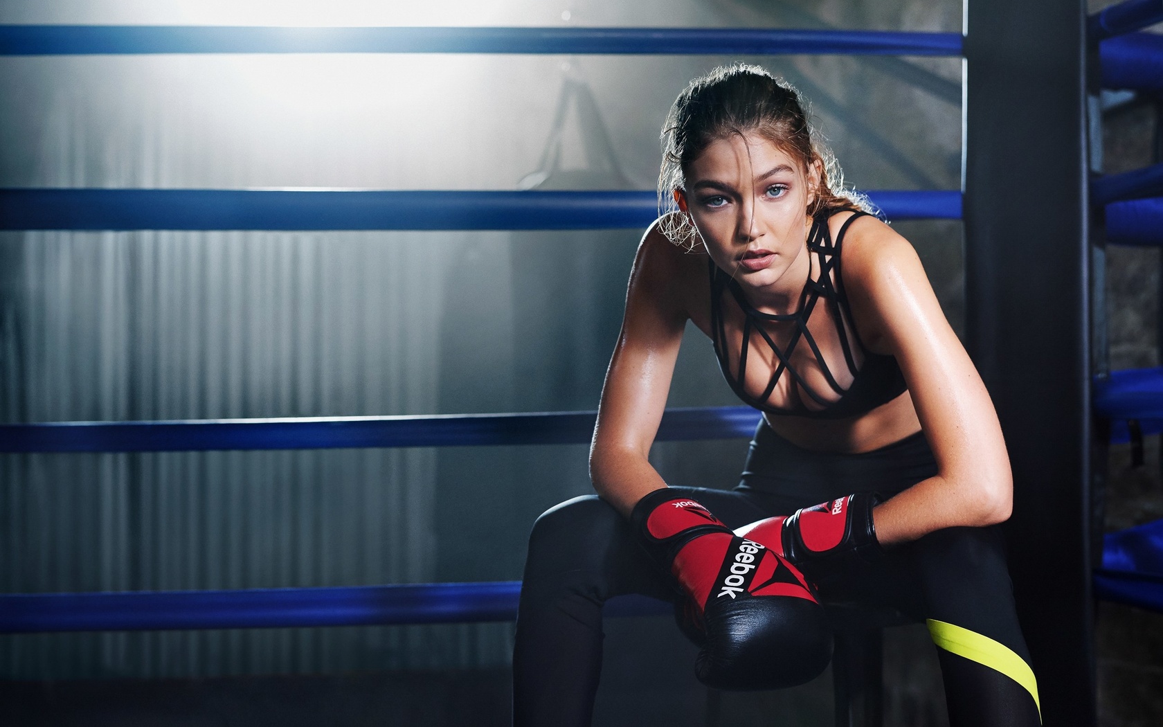 ,  , , , , , ,  , reebok, , training, girl, gigi hadid, look, model, hair, face, photoshoot, sports wear