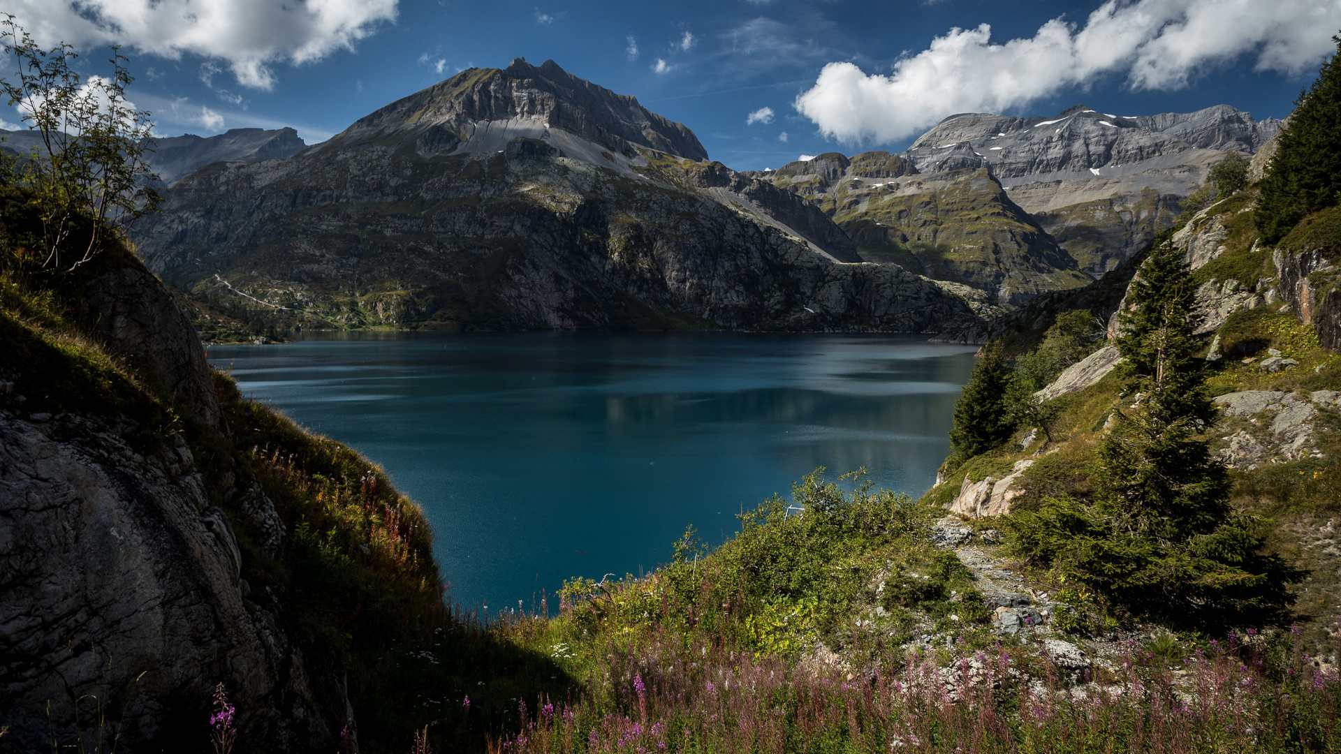 lake, alps, mountain landscape, glacier lake, switzerland