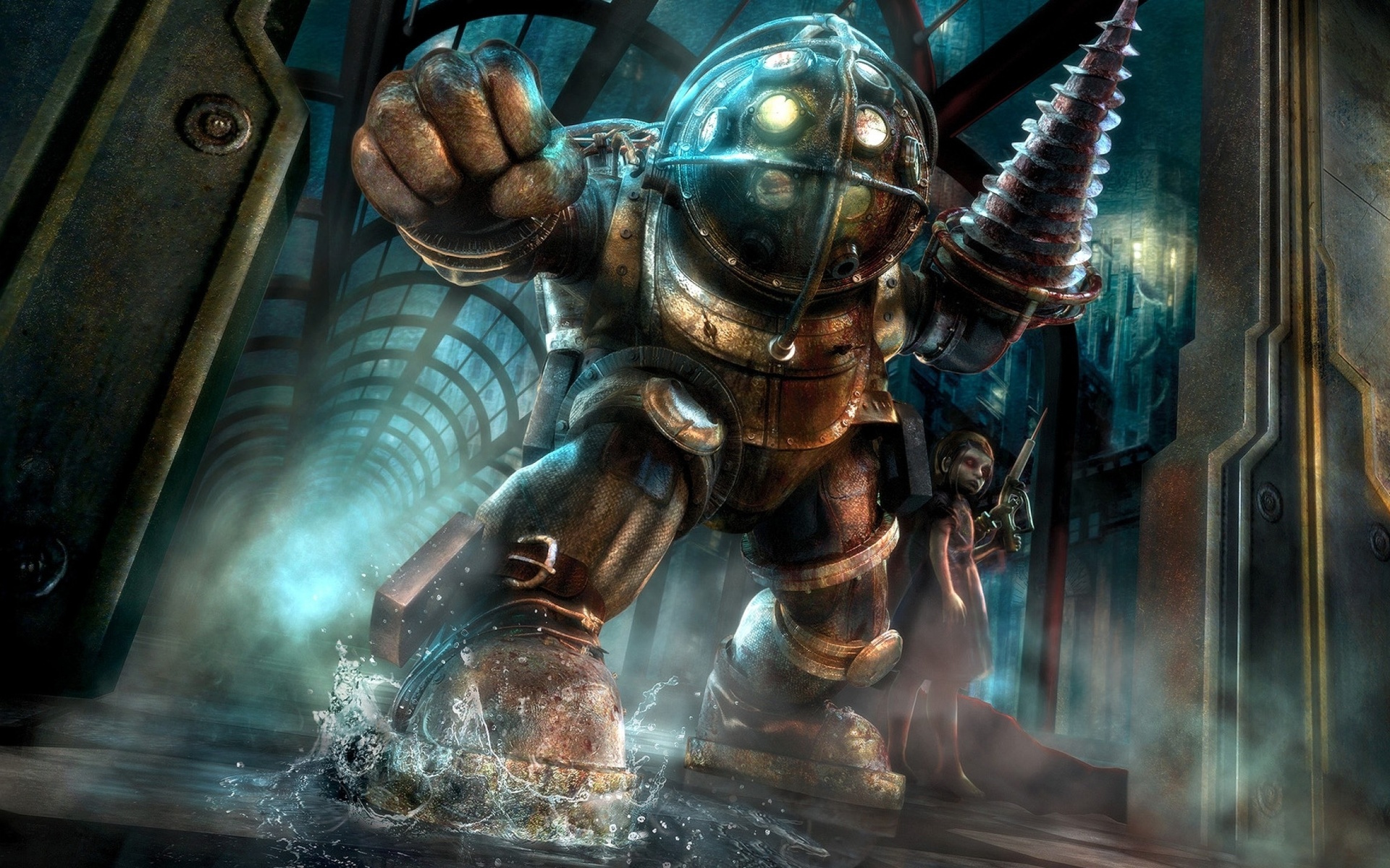 big daddy, bioshock, mythology, little sister, darkness, armour, computer