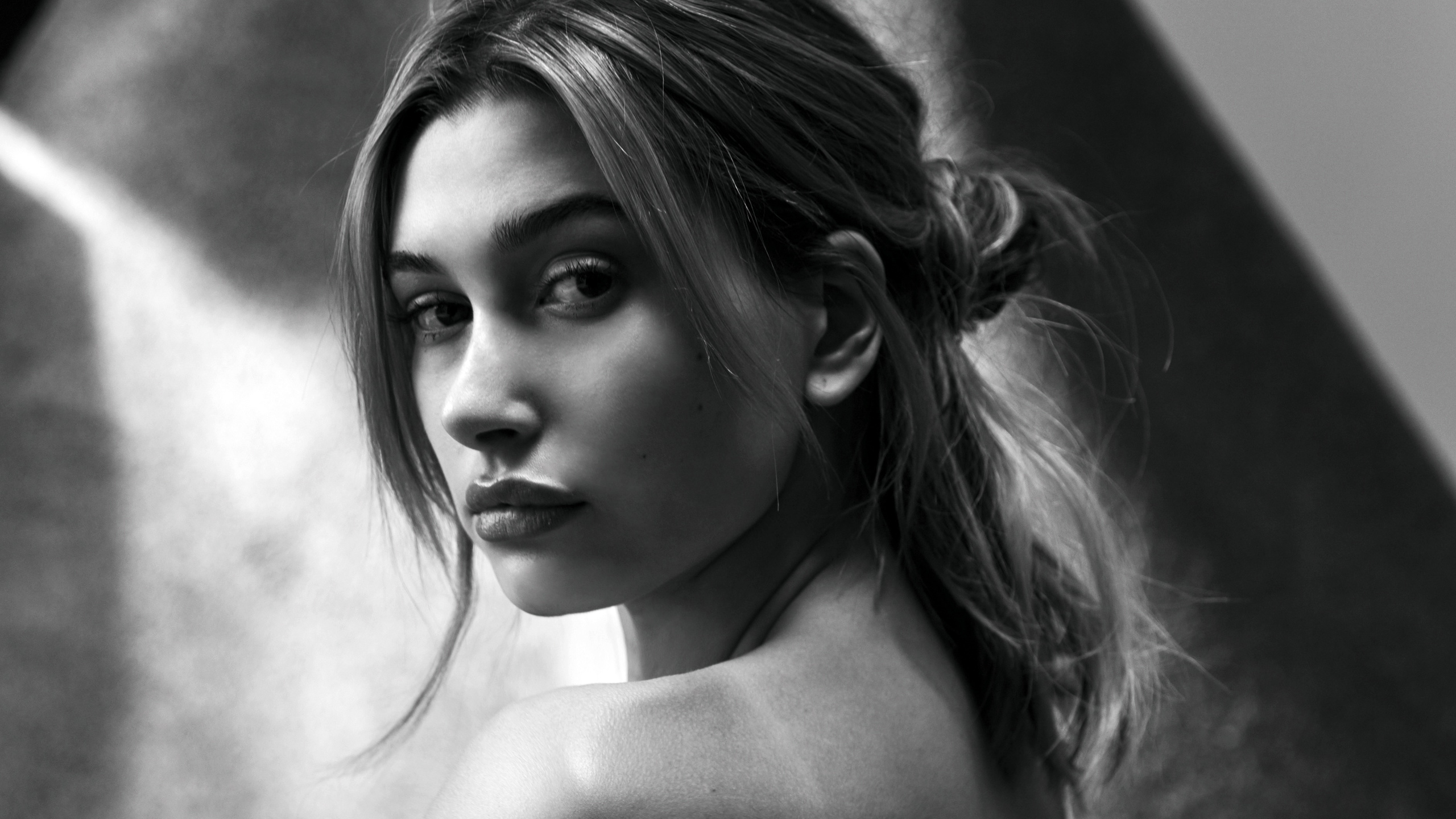 , , -, , ,  , girl, look, black and white, hair, face, hailey baldwin