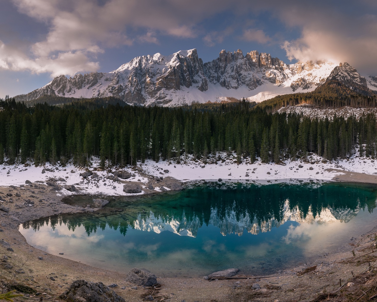 forest, lake, mountains, nature, italy