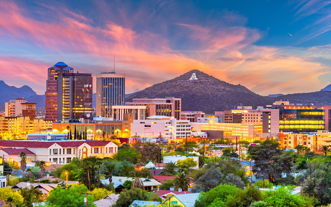 tucson, 4k, cityscapes, sunset, arizona