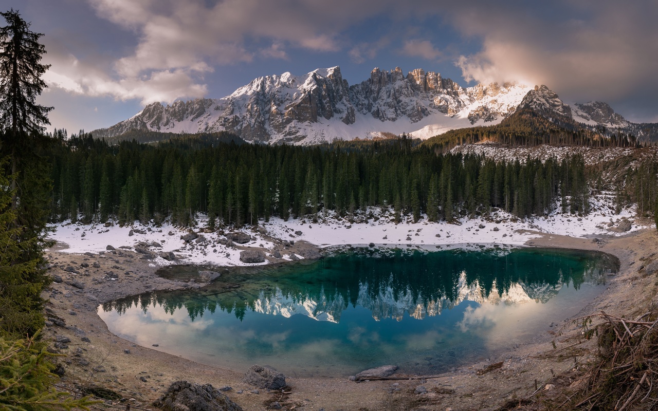 forest, lake, mountains, nature, italy