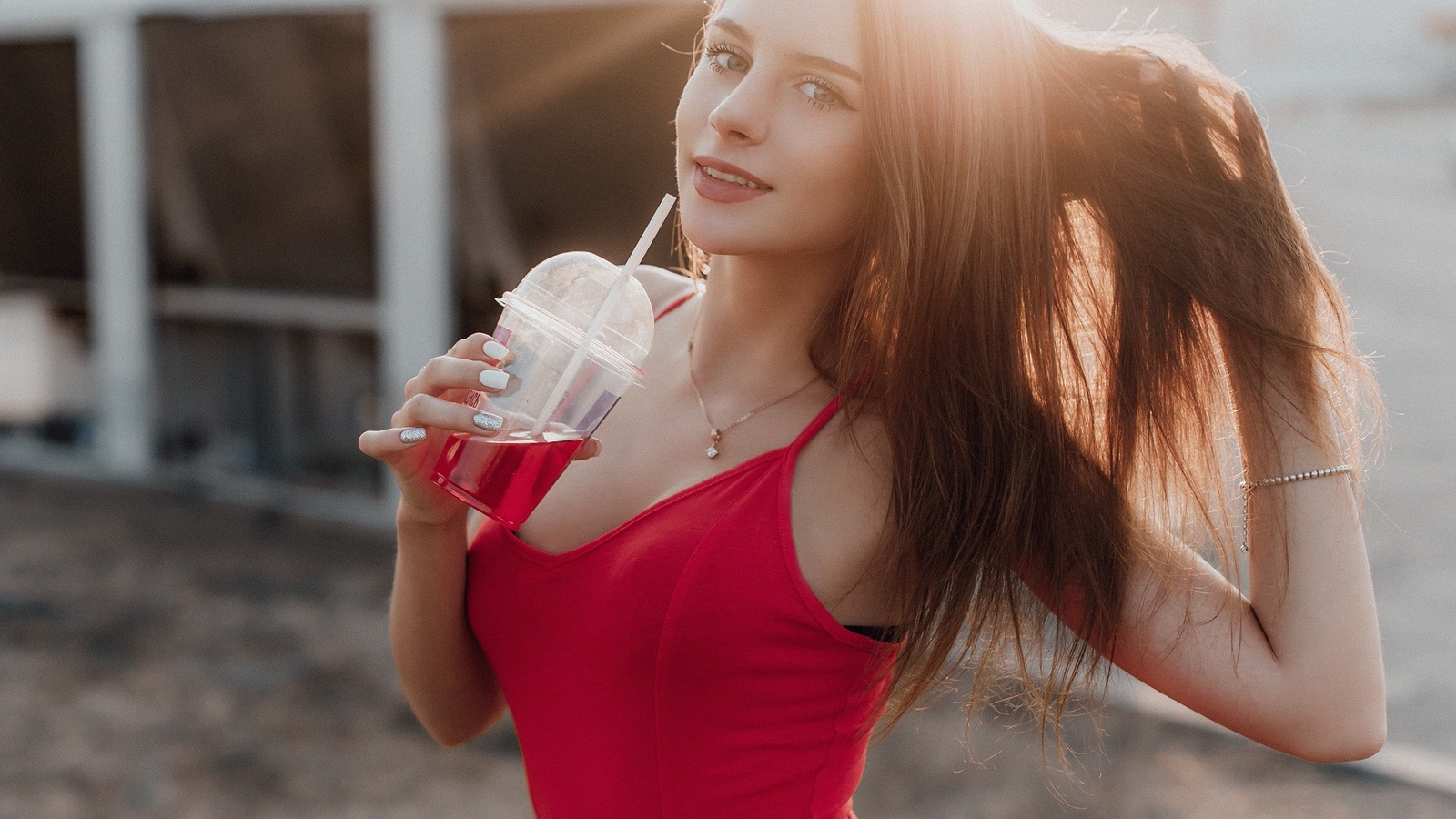 women, andrey popenko, smiling, face, portrait, women outdoors, necklace